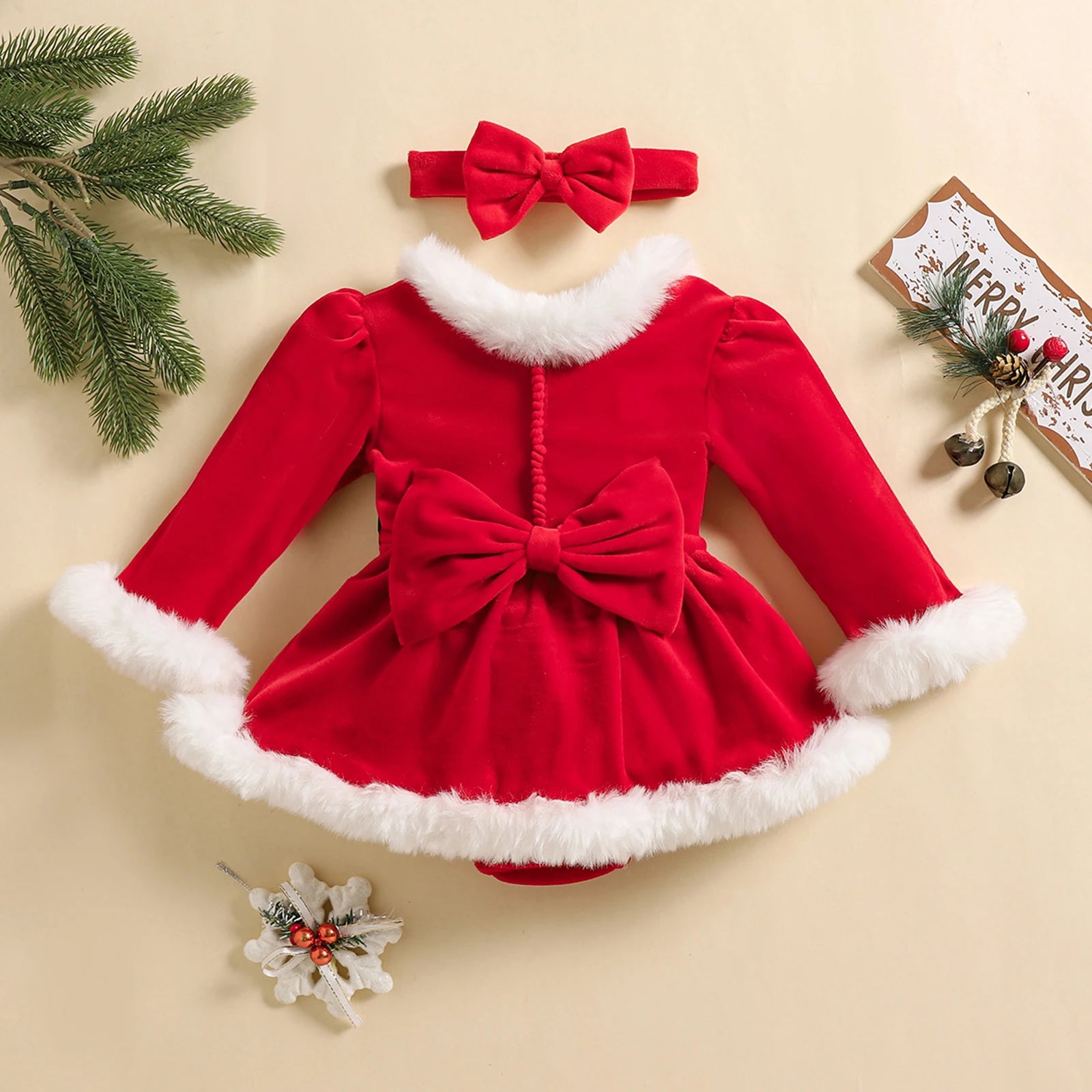 Baby Girls Collar Design Christmas Party Outfit