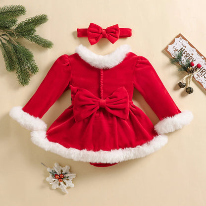 Baby Girls Collar Design Christmas Party Outfit childrensterritory