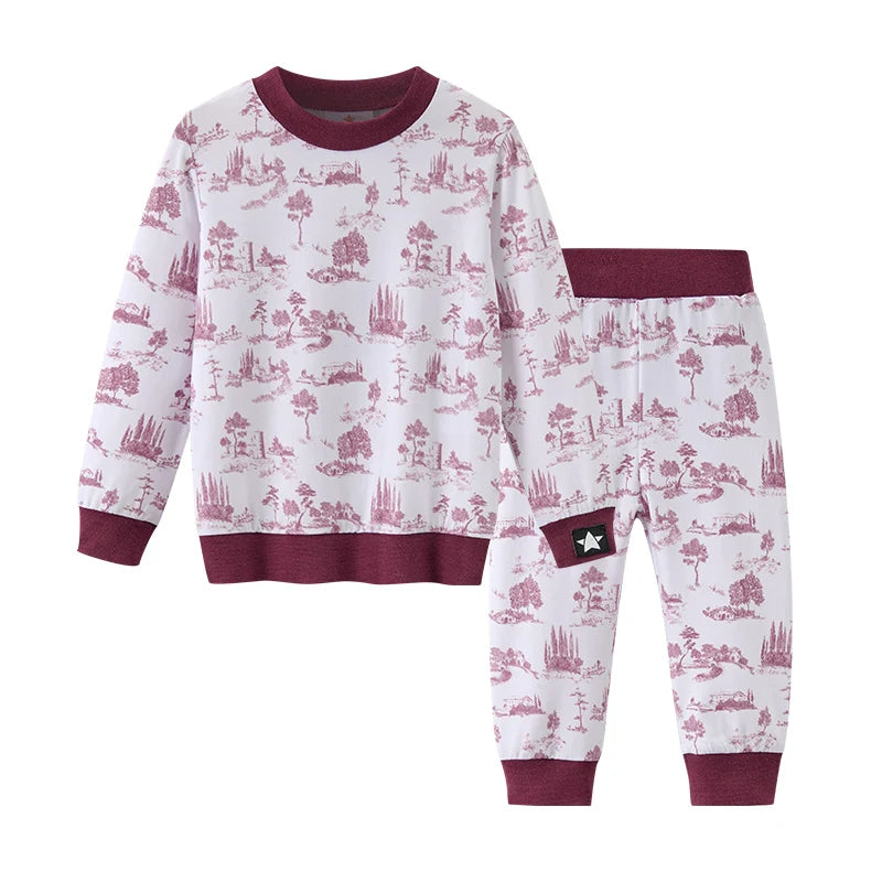 Baby and Kids Printed French Toile Cozy Pajamas and Footies