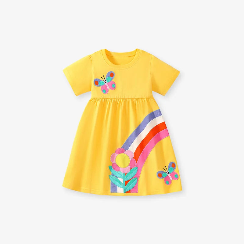 Kids Girls Floral and Butterfly Print Cotton Princess Dress