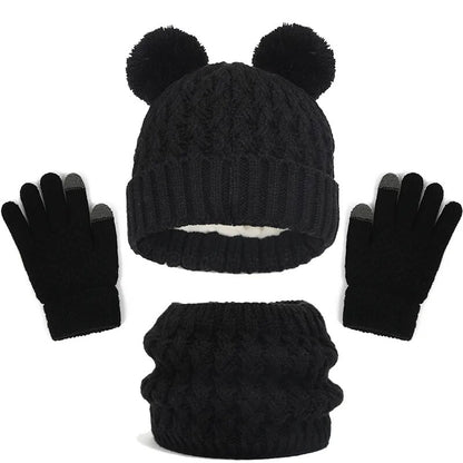 Thick Knitting Warm Baby/Kids Hat Gloves Scarf Set childrensterritory