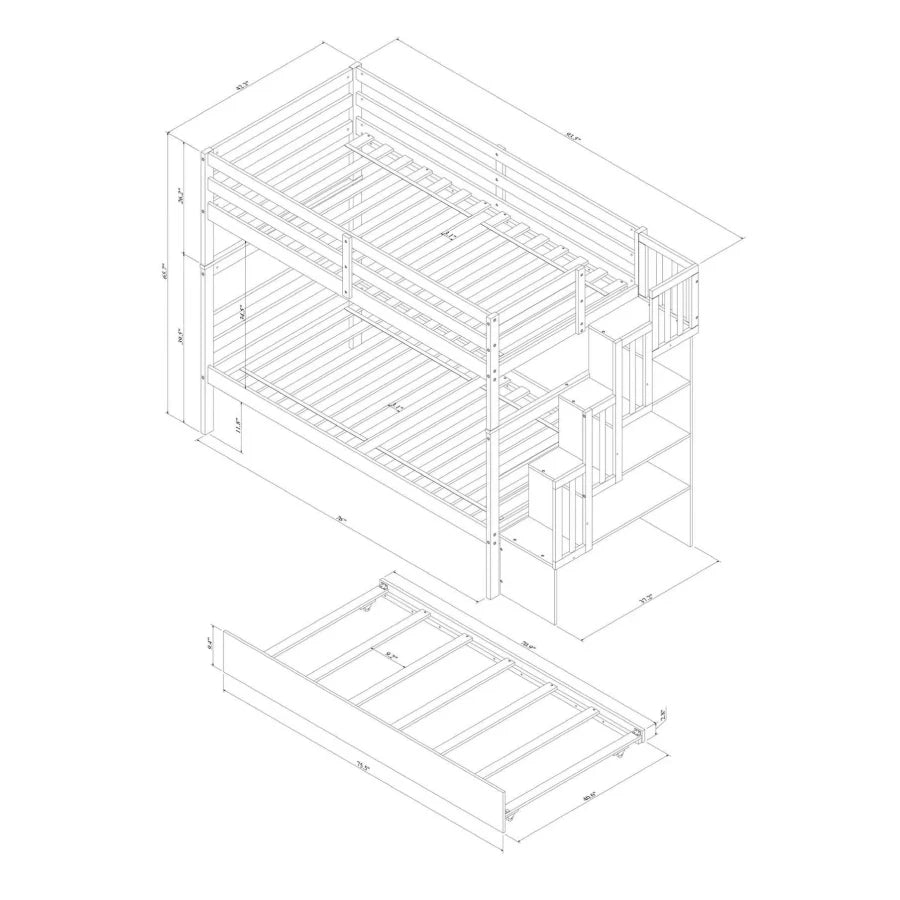 Twin over Bunk Beds with Twin Trundle &amp; Storage childrensterritory