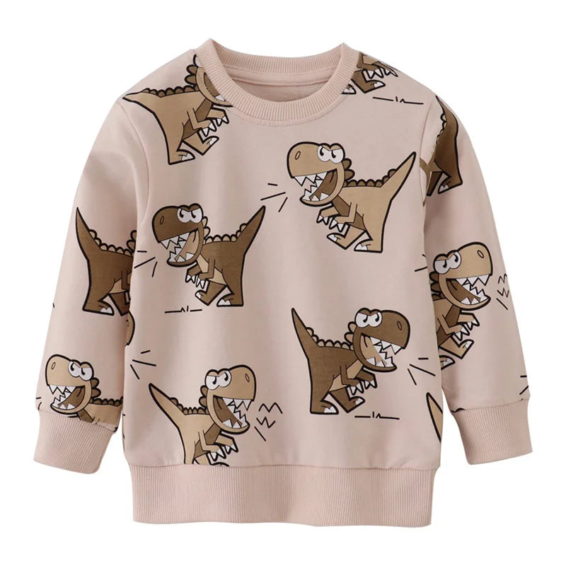 Cartoon Animal Print Long Sleeve Kids Boys Sweatshirts