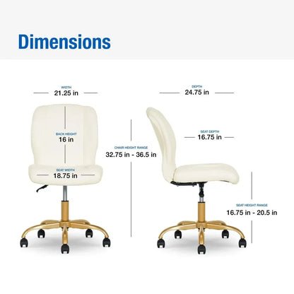 Adaptable Armless Office Chair with Cushioned Seat and Back childrensterritory