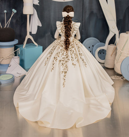 Gold Sequined Luxury Flower Girl Dress for Wedding/Communion childrensterritory