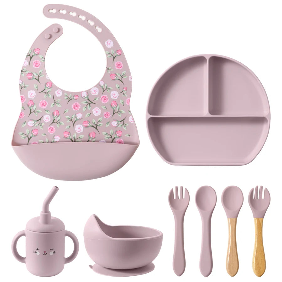 4/5/8Pcs Durable Silicone Tableware Set for Toddlers childrensterritory