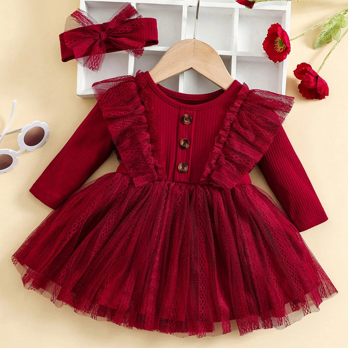 Baby Girls’ Winter Outfits with Delicate Lace Design