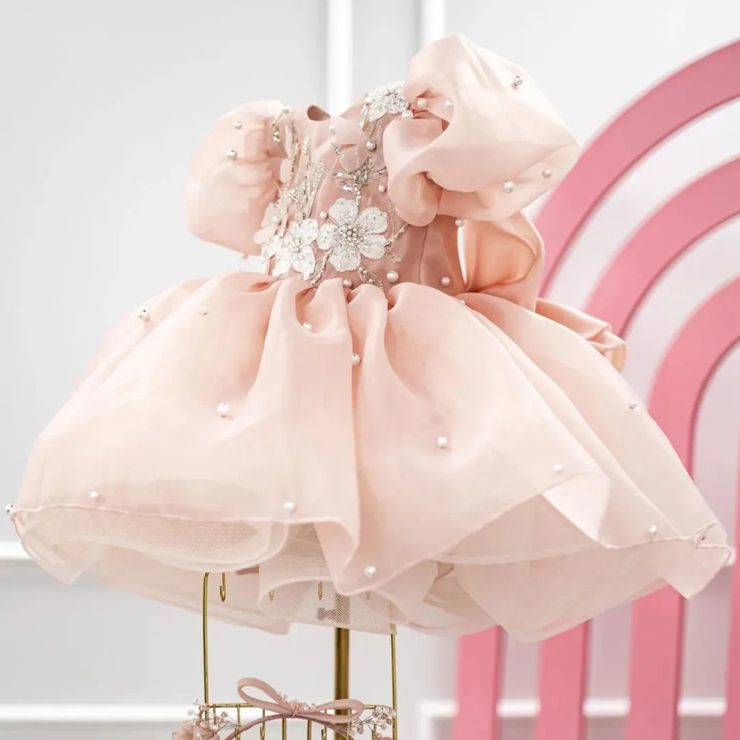 Pearls Design Tutu Flower Girl Dress for Special Occasions