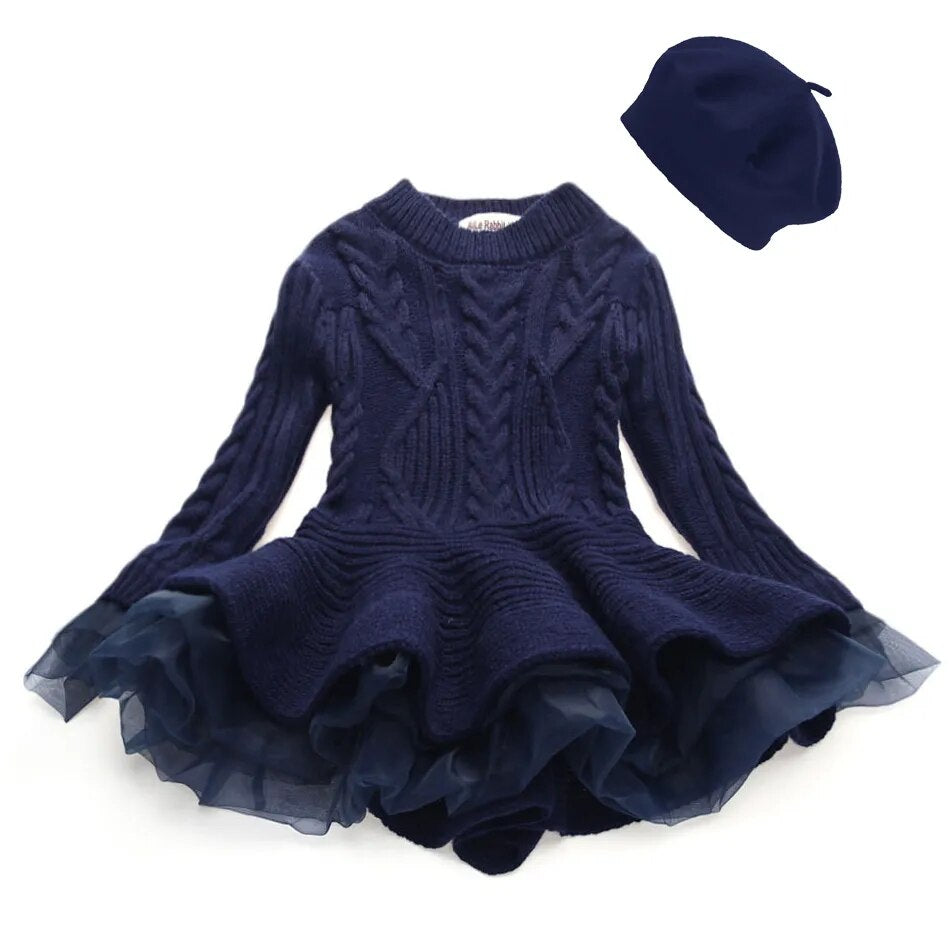 Kids Girls Ruffle Long Sleeve Warm Princess Dresses childrensterritory