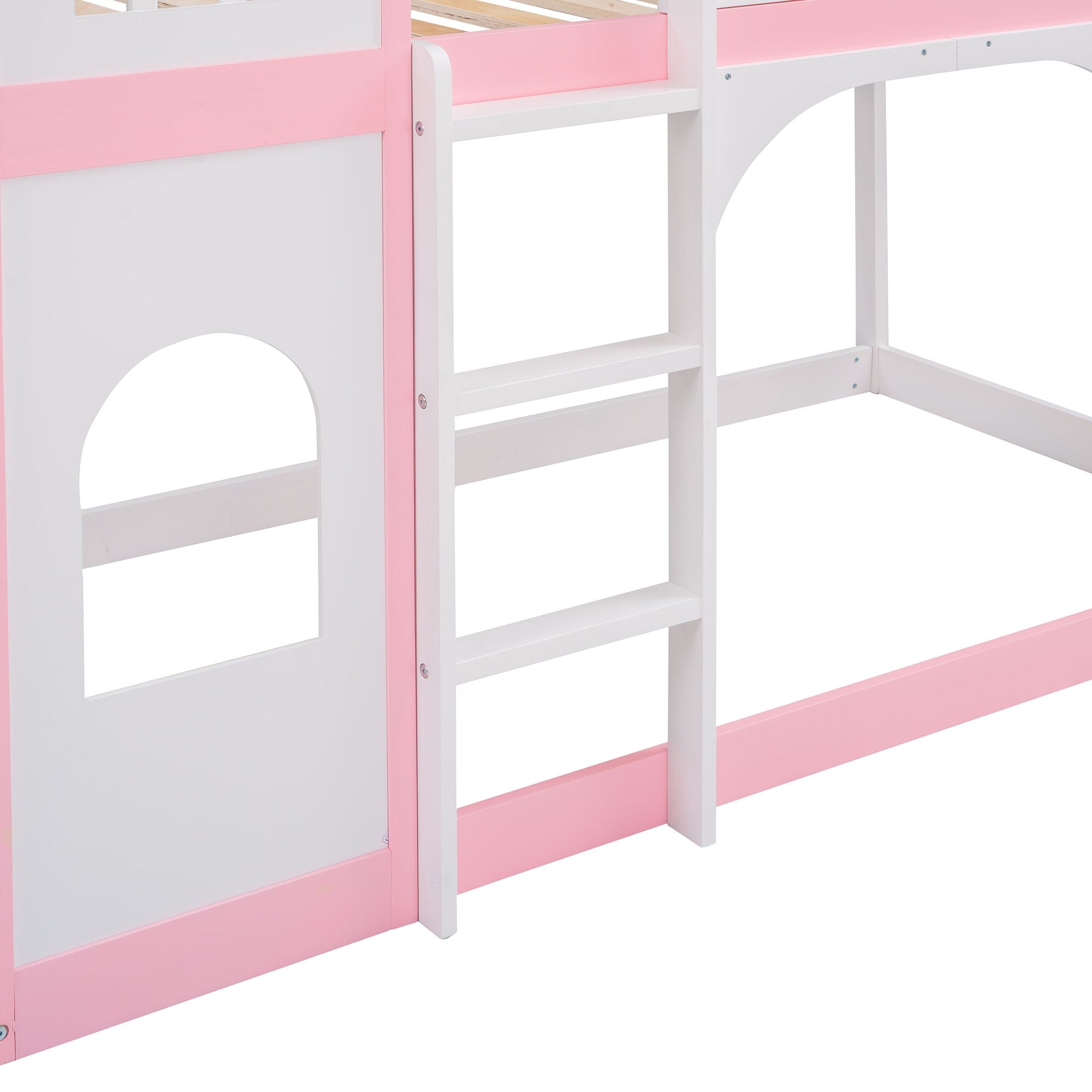 Twin Over Twin Castle Bunk Bed with Ladder childrensterritory
