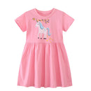 Little Girls Cartoon Flowers Rabbits Embroidered Dresses childrensterritory