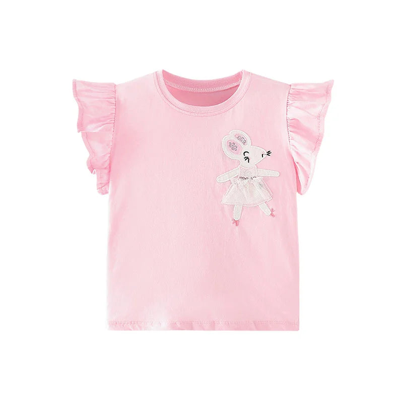 Little Girls Cartoon Rabbit Design Cotton Summer T-shirt