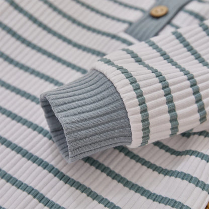 Ribbed Stripe Soft Cotton Romper Pants for Baby childrensterritory