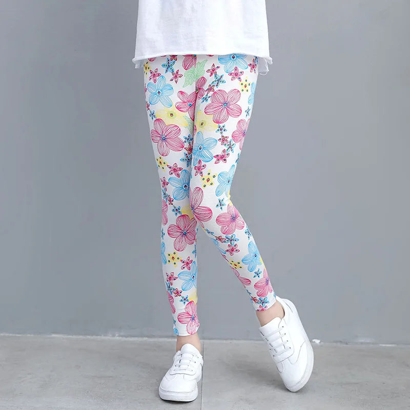 Little Girls Cartoon Flowers Print Leggings/Trousers childrensterritory