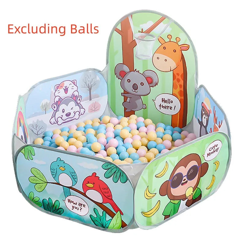 120cm Portable Baby Ball Pool with Basketball Hoop Playpen