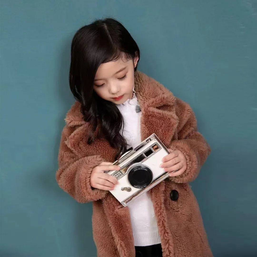 Girls' Long-Sleeved Soft Fur Winter Coat