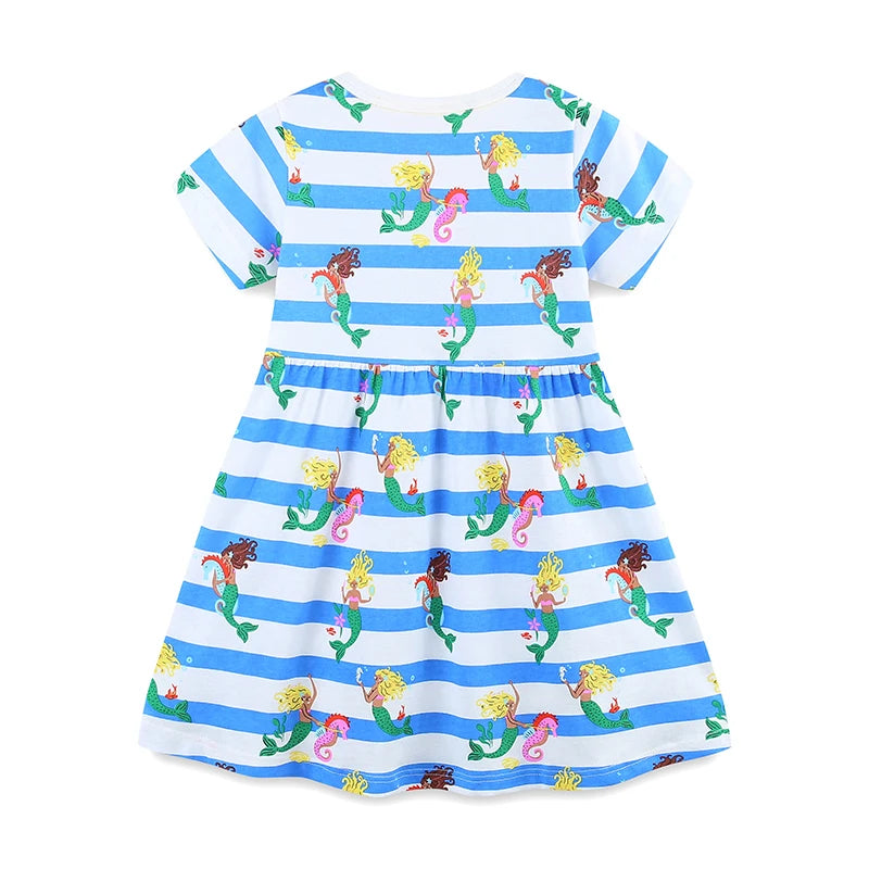 Kids Girls Cartoon Mermaid Design Summer Dress childrensterritory