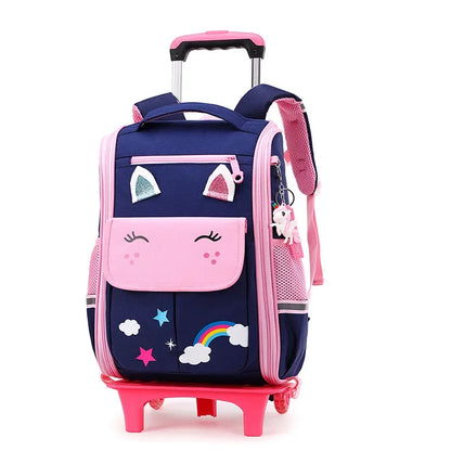 Cartoon Design High Capacity Kids Rolling School Backpack