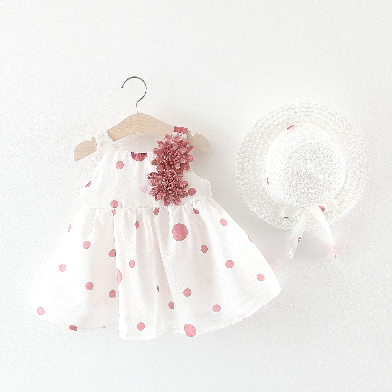 Baby Girl Floral Big Bow Designed Summer Dresses + Sunhat childrensterritory