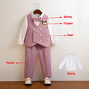 3 Pieces Kids Boys Formal Suit in 5 Colors (Vest Pants Bow-tie)