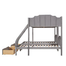 Full Over Triple Bunk Bed with Drawers and Guardrails