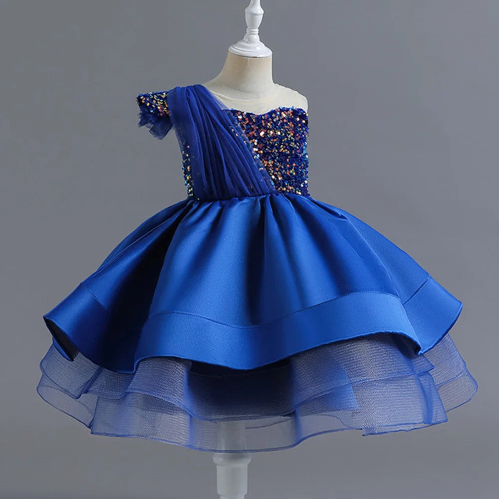 Elegant Kids Girls Sequin Design Formal Evening Party Dresses