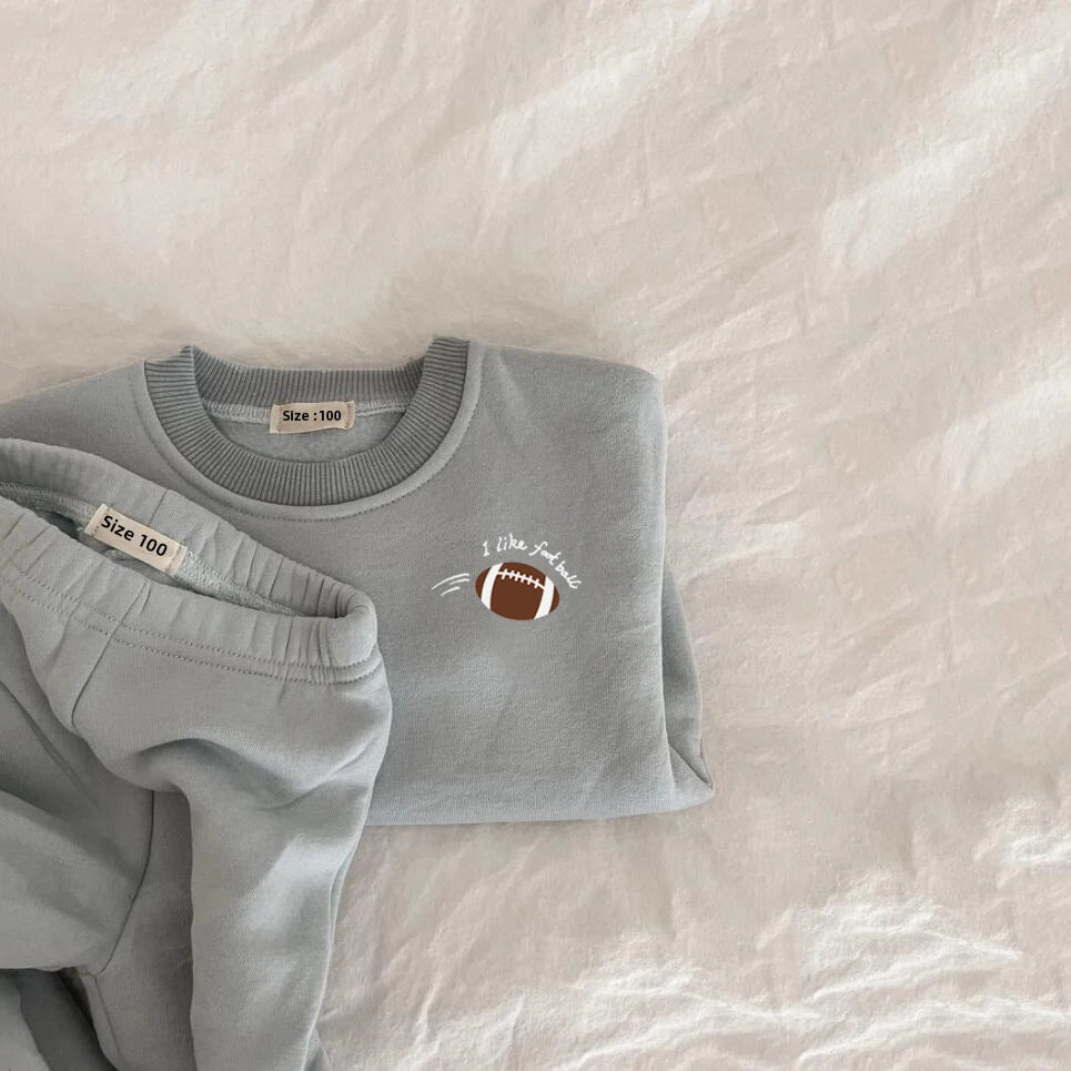 Kids Cartoon Print Long Sleeves Warm Clothing Set