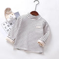 Kids Korean Style Turtleneck Striped Design Velvet Winter T-shirts childrensterritory
