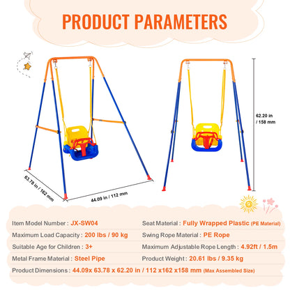 Outdoor Swing Set with 1 Saucer Swing Seat for Kids childrensterritory