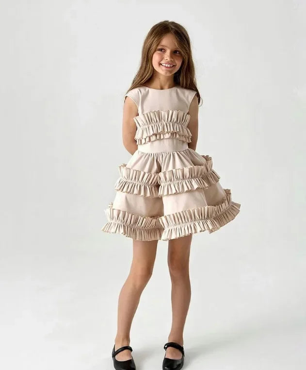 Kids Girls Cake Lace Skirt and Tank Top Dresses