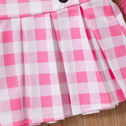 Kids Girls Summer Three-Piece Suit with Sling Bag childrensterritory