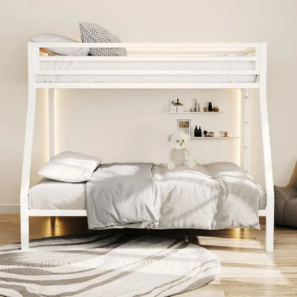 Twin Over Full-Size Beds with Sturdy Guard Rail &amp; Removable Ladder childrensterritory