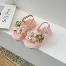 Open Toe Flower Lace Anti Slip Girls Sandals