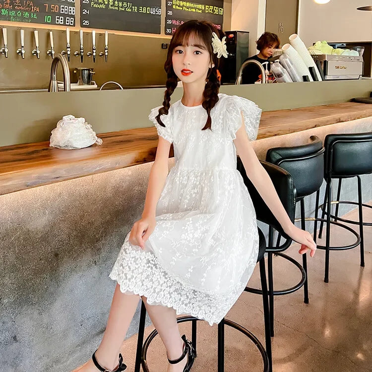 Kids Girls Floral Lace Casual Style Summer Dress