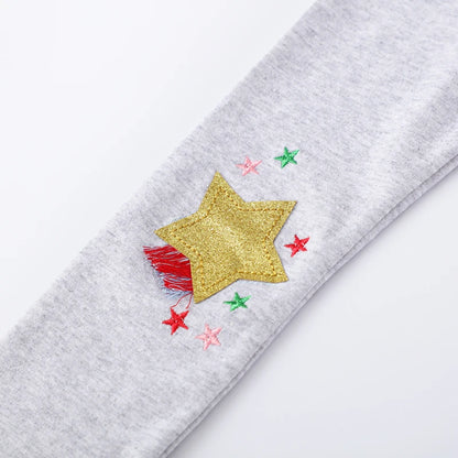 Little Girls Cartoon Unicorn Stars Embroidery Cotton Trousers childrensterritory