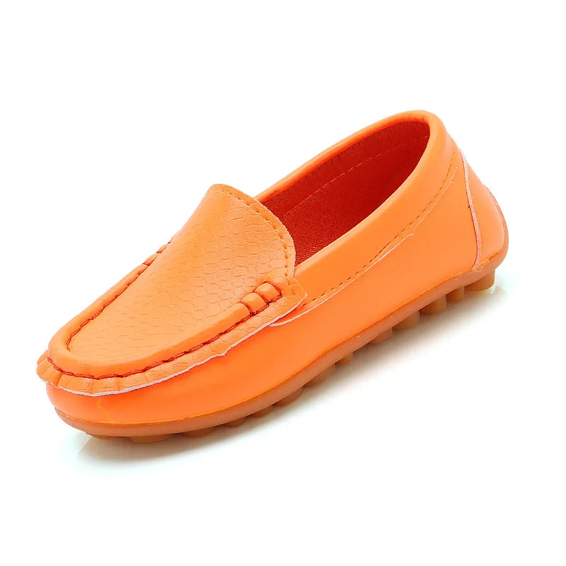 Kids Casual Style Slip On Leather Loafers