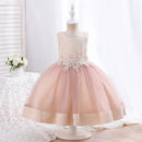 Kids Girls 3pcs/set Jacquard Pattern 3D Appliques Birthday Dresses