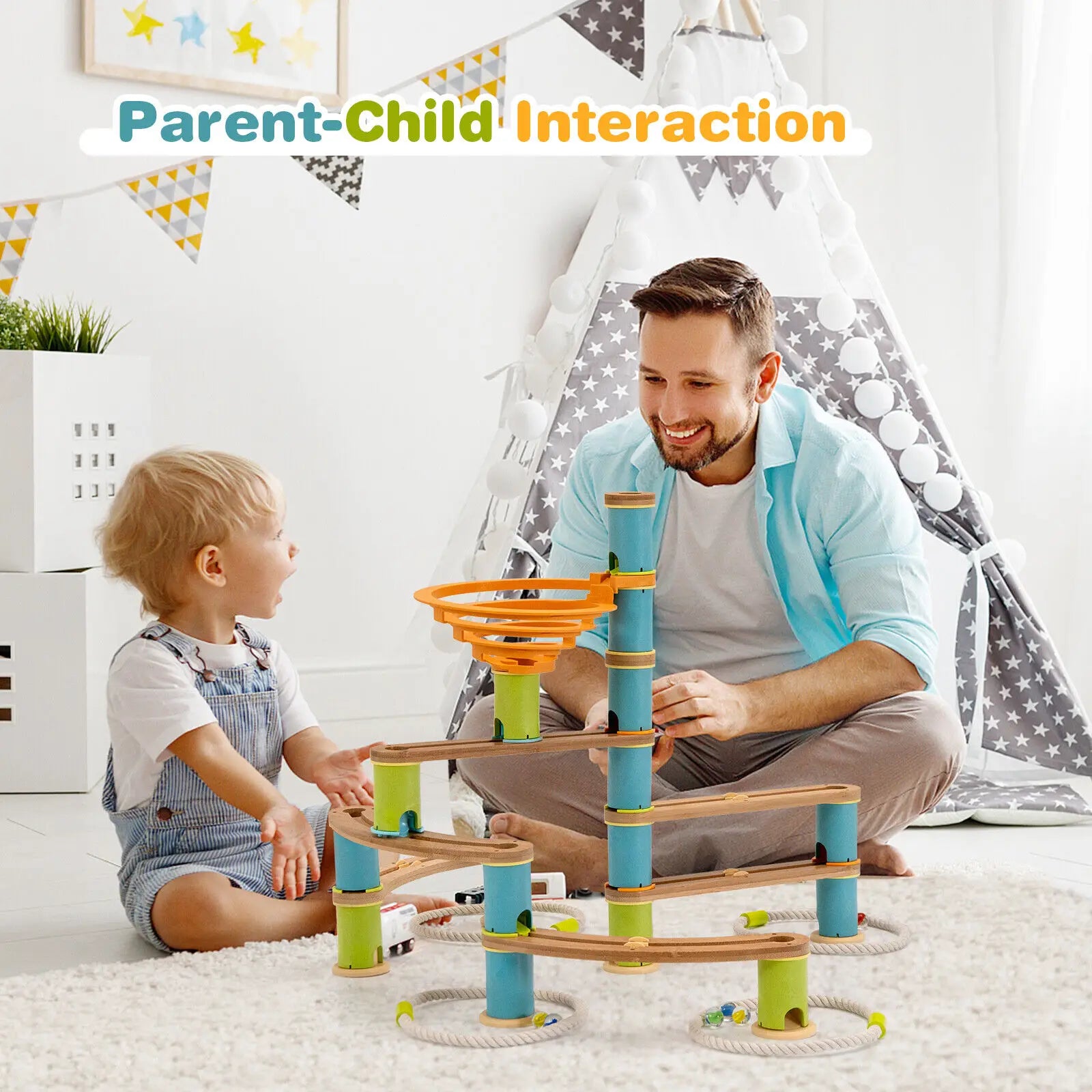 Wooden 162PCS STEM Marble Run Educational Toys for Kids