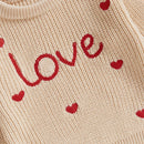 Baby Girl Heart Print Crew Neck Knitted Sweaters childrensterritory