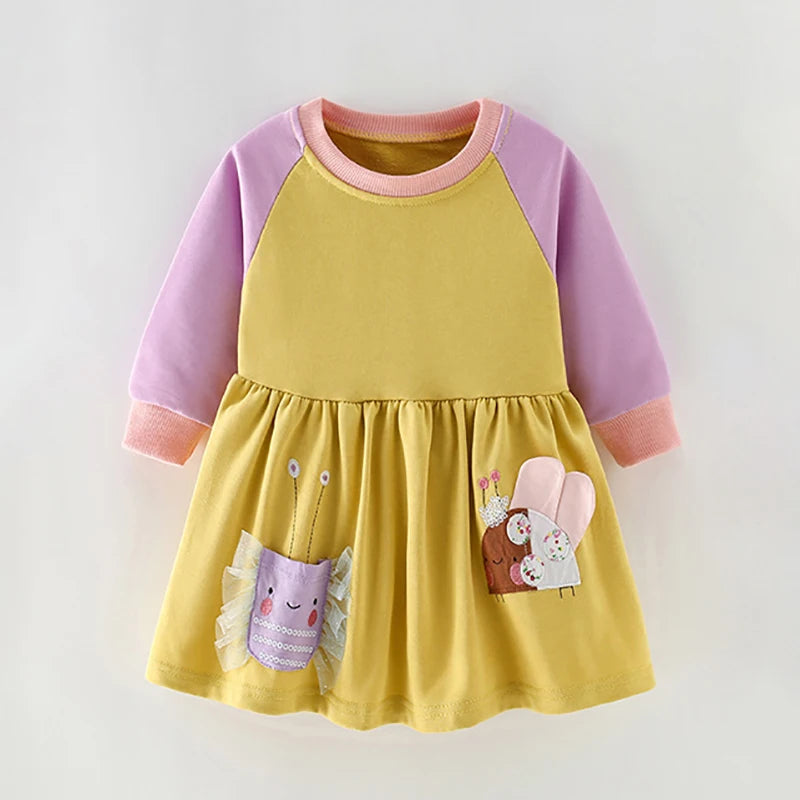 Long Sleeves Flowers Embroidered Design Girls Dresses childrensterritory