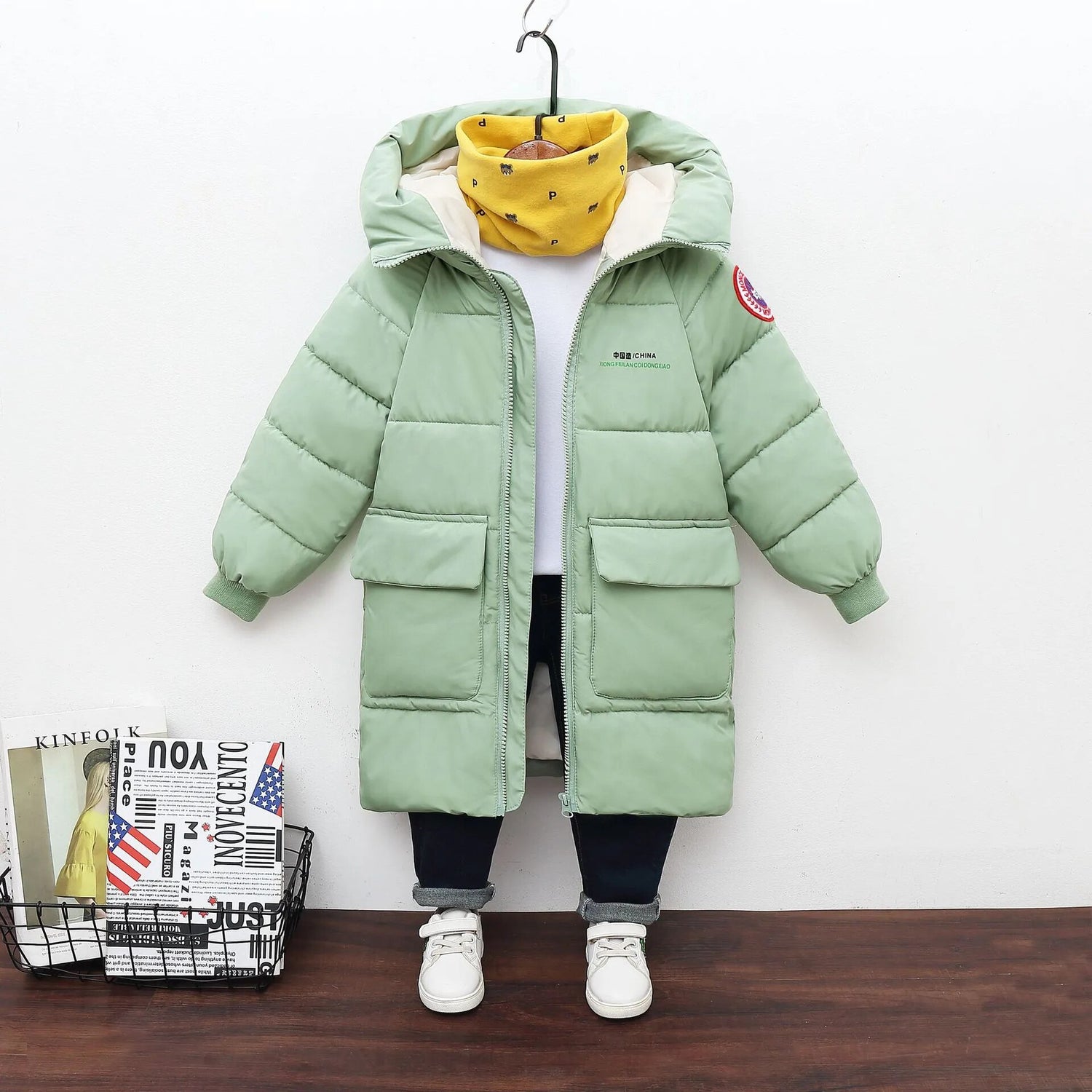 Long Korean Style Down Cotton Jacket for Kids Unisex childrensterritory