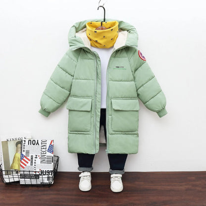 Long Korean Style Down Cotton Jacket for Kids Unisex childrensterritory
