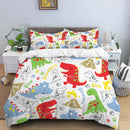 HD Cartoon Dinosaur Print Bedding Set for Kids Bed childrensterritory