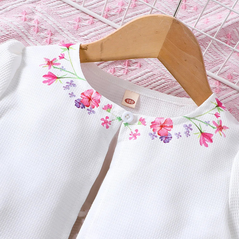 Kids Girls Floral Print Long Sleeve Coat Tank Dress childrensterritory
