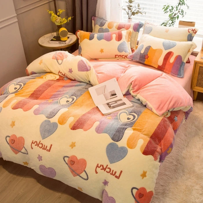 Flannel Fleece 1pc Winter Warm Duvet Cover for Kids Bed