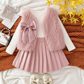 Girls' Long-Sleeved Bow Design Winter Outfit childrensterritory