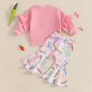 Toddler Girl Bunny Embroidery 2 Pieces Easter Outfit Set childrensterritory