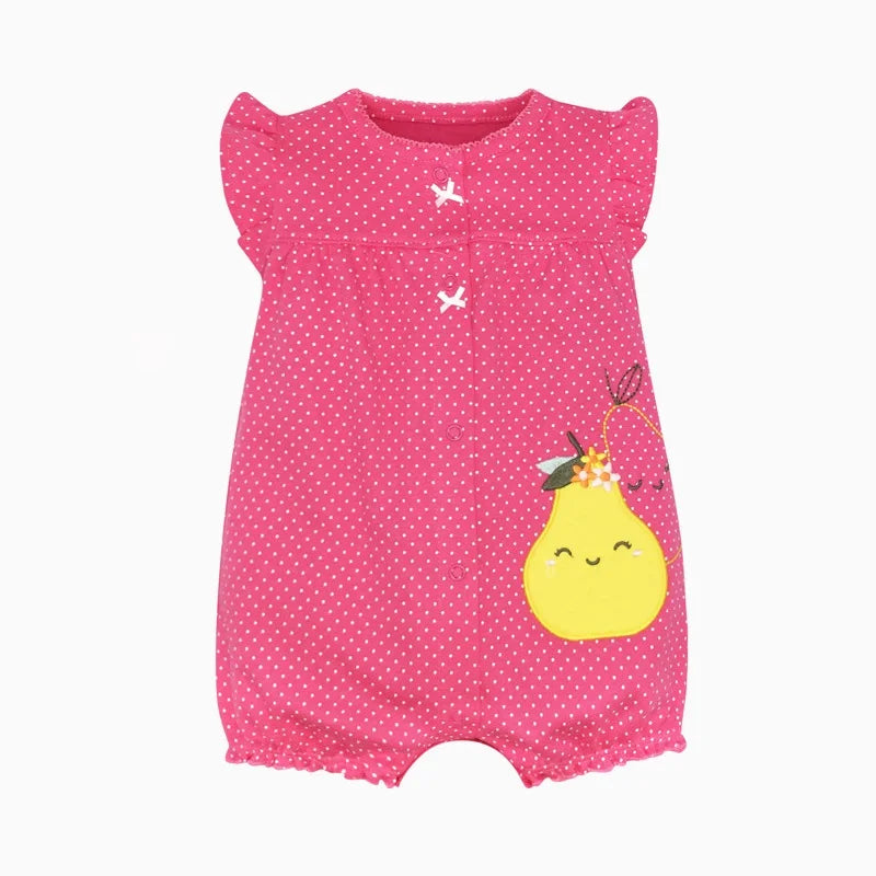 Baby Cartoon Print Cotton Short-Sleeve Summer Romper childrensterritory