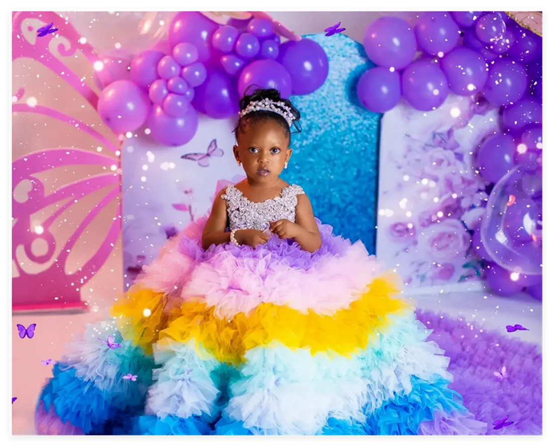 Luxury Multicolor Little Girls Fluffy Princess Party Gowns
