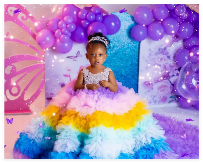 Luxury Multicolor Little Girls Fluffy Princess Party Gowns
